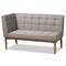 Baxton Studio Sanford Mid-Century Modern Grey Fabric and Walnut Brown Finished Wood 3-Piece Dining Nook Set 184-11340-9305-Zoro - alternate 5